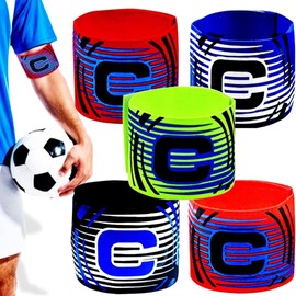 RUIJIE Football Captain's Armband Pack of 5 Captain Bracelet Multicoloured Elastic Football Game Leader Armband Sport Leader Armband Elastic Captain's Bracelets Velcro Fastening for Adults Children
