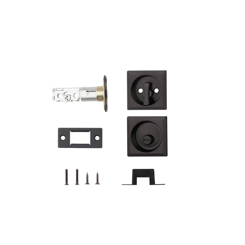 Kwikset 335SQT-15 Square Privacy Pocket Door Lock Satin Nickel Finish