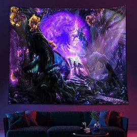 Zodight Teleportation Door Tapestry with Fantastic Adventure in a World Full of Purple Magic, Grimoire Tapestry, Wall Hanging for Wall Decoration, Bedroom