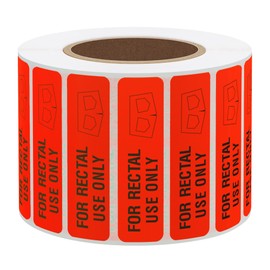 Hybsk for Rectal Use Only Stickers 1.5" x 0.375" Fluorescent Red Stickers with Permanent Adhesive 500 Labels Per Roll (Fluorescent Red)