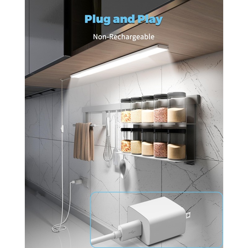 ASOKO Plug-in Under Cabinet Lighting, 24Inch LED Workbench Lights with