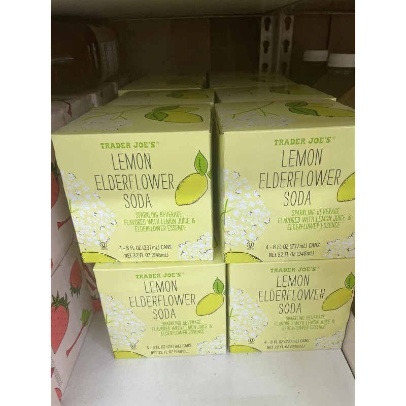 TRADER JOE'S LEMON ELDERFLOWER SODA 4 - 8.4 FL OZ
