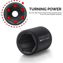 Neiko 02447A 1/2" Drive Master Impact Socket Set, 32 Piece Shallow Socket Assortment | Standard SAE (3/8-Inch to 1-1/4-Inch) and Metric (10-32 mm) Sizes | Cr-V Steel