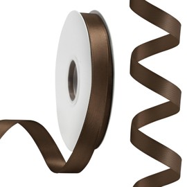 Rilisili Brown Satin Ribbon 5/8 Inch 50 Yards Double Faced Polyester Satin Ribbons for Gift Wrapping DIY Crafts Weddings Invitations Flower Bouquet Bow Making Home Decor Sewing