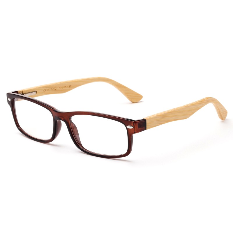 Real Bamboo Reading Glasses Spring Hinge Genuine Bamboo Rectangular Reader