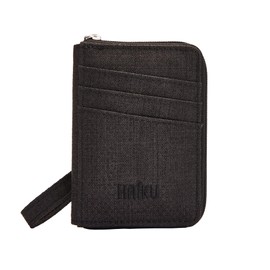 HAIKU Sprout Wallet, Lightweight Small Wristlet Wallet with Zippered Pouch, RFID Pockets, and Removeable Wrist Strap, Black in Bloom, Wristlet Wallet
