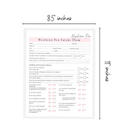 Hyaluron Pen Intake, Consent, and Aftercare Form | Printed Physical 8.5 x 11" Forms | Clients Signature | White and Pink Design
