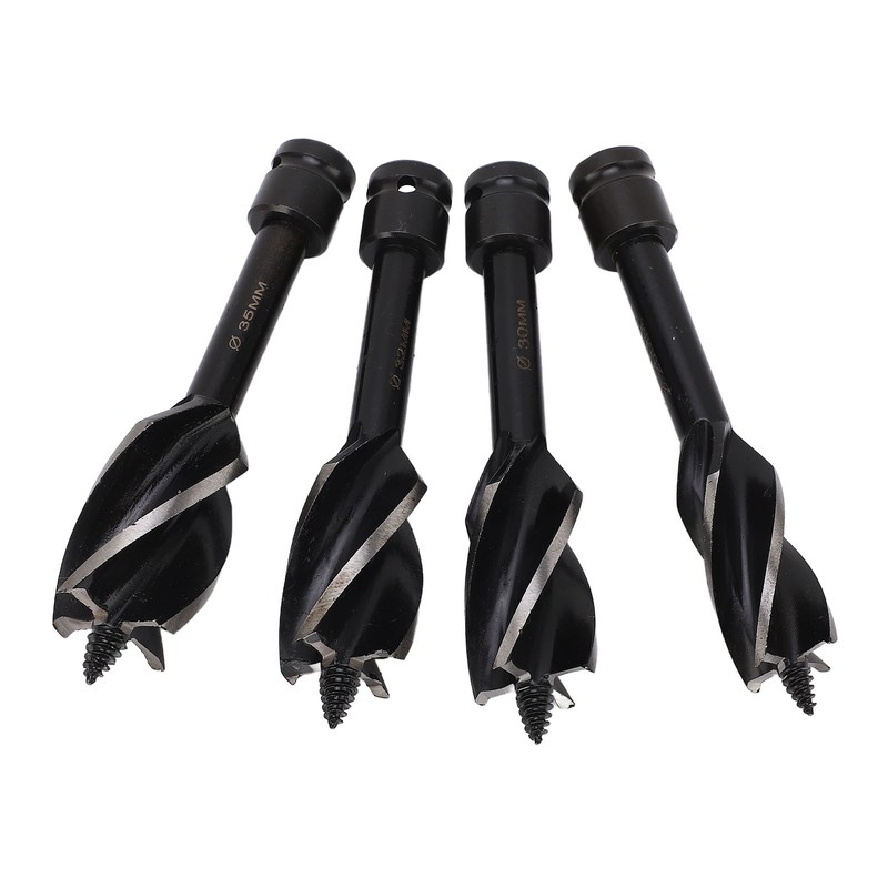 4 Pcs Wood Auger Bit 4 Flute Detachable Hex Shank