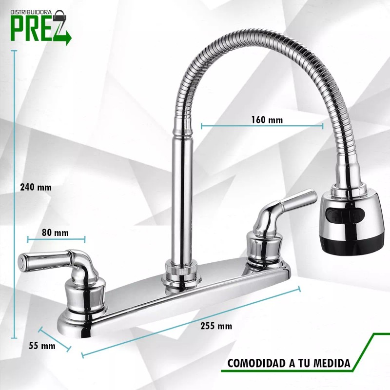 Prez Grifo Mezcladora Fregador Llave Inoxidable Flexible Sp-80067
