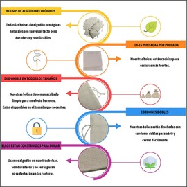 Bolsas de algodón de 6 unidades, bolsas de muselina de algodón, con cordón, para bodas, fiestas y manualidades Bolsas de Regalo Joyas, Abalorios, Almacenamiento para Recuerdos de Boda