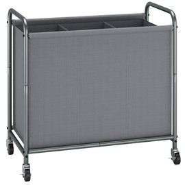 STORAGE MANIAC Laundry Hamper, 165L Laundry Basket with Lockable Wheels, Rolling Laundry Sorter Cart, Laundry Separator Hamper, Dirty Clothes Laundry Divider Hamper, 3 Section Gray
