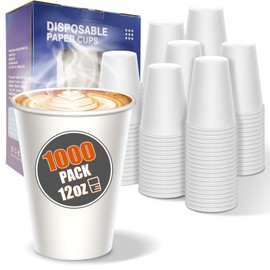 MOUMOULIFE 1000 Count 12 OZ Disposable Paper Cups, paper Coffee Cups, Leak-Proof, Extra-Thick，Perfect for Office Party Home Travel Businesses and Events.