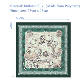 GIMIRO Men's Simulated Silk Scarf 53 x 53 cm Vintage Scarf Small Square British Style Cashew Flower Scarf, Green Retro Glm