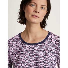 CALIDA Lovely Nights Women's 3/4 Pyjamas 100% Organic Cotton with Fabric-Covered Elastic Waistband, Peacoat Blue