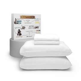 Purity Home Organic Cotton Bed Sheets Full, 100% Cotton 300 Thread Count Snow White Full Size Sheets Set, Deep Pockets Percale Sheets, Cool & Crisp, Snow White