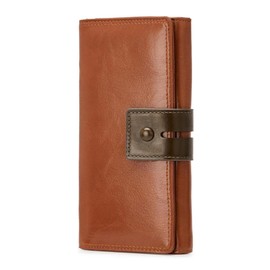 Botimmy Women Leather Wallet Designer Long Clutch Large Capacity Bifold Multi Credit Card Holder Ladies Gifts, Brown