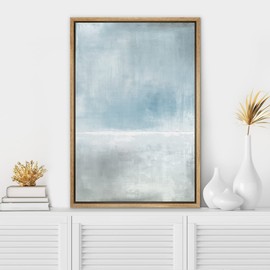 SIGNWIN Framed Canvas Print Wall Art Pastel Watercolor Blue Gray Landscape Abstract Shapes Illustrations Modern Art Minimal Relax/Calm Multicolor for Living Room, Bedroom, Office - 16"x24" Natural