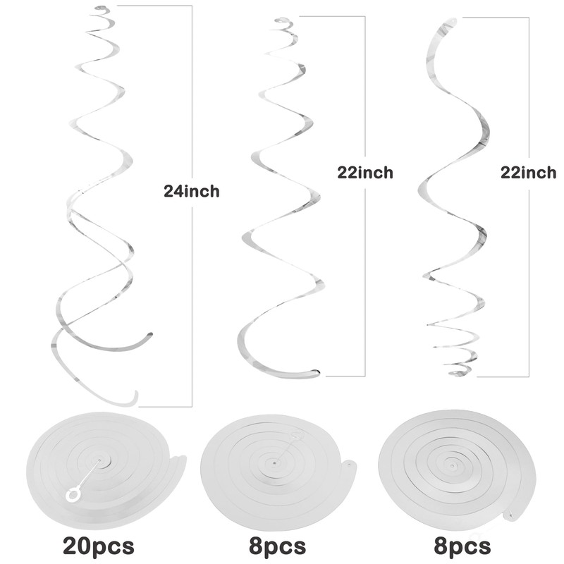 Silver Swirls Decorations Hanging Swirl Decorations 36 pcs Silver Party