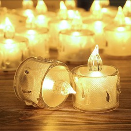 SupBri 96 Pack Flameless Tea Lights Candles Battery Operated,Crystal Led Tealight Candles,Votive Candles Fake Candles for Valentines Christmas