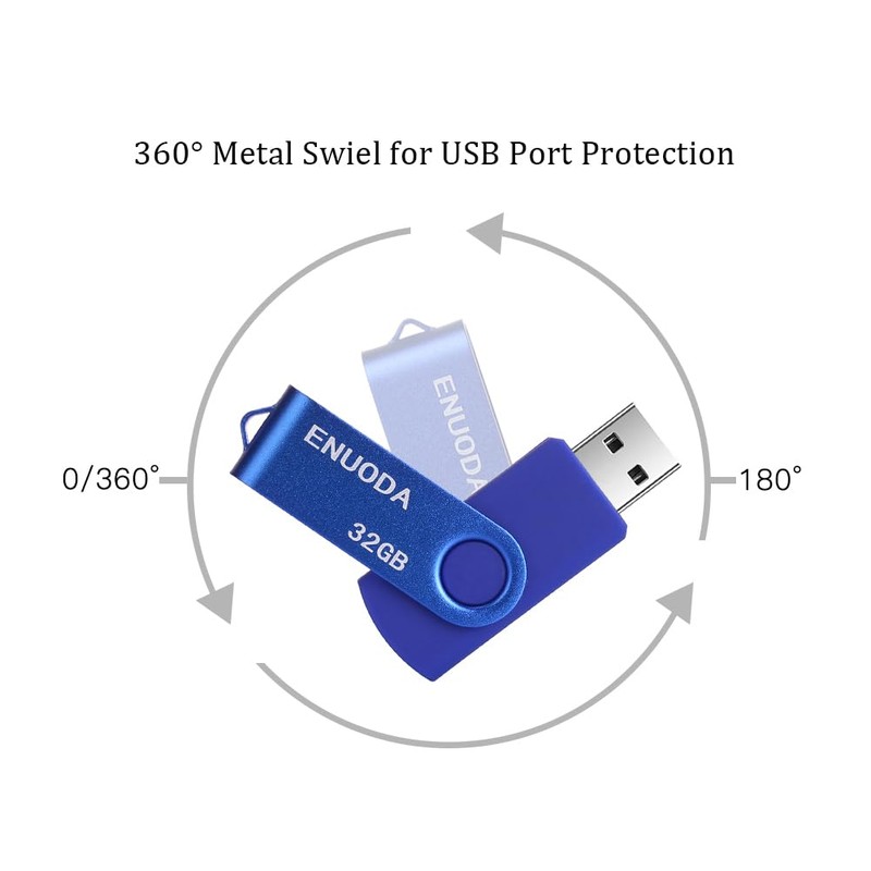 ENUODA Memory Stick 32GB USB 2.0 Flash Drives Swivel Design