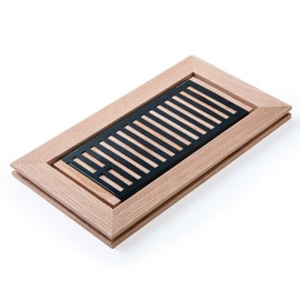 Razo White Oak Wood Flush Mount Floor Register Vent Cover, 4x10 Inch (Duct Opening), 3/4 Inch Thickness, with Damper, Unfinished