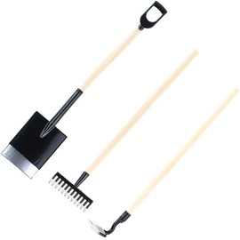 3Pcs/Set Miniature Garden Tools 1:12 Mini Shovels and Rake Farm Tools Fairy Garden Dollhouse Accessories Small Ornament Resin Model (Black)