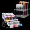 7 Layer Acrylic Paint Organizer & 96 Holes Paint Brush Holder, Paint Brush Storage Brush Holder, Snap-On Design Easy Assembly, Desktop Organizer for Miniature Model Pencils Sketch Pens Craft Hobby