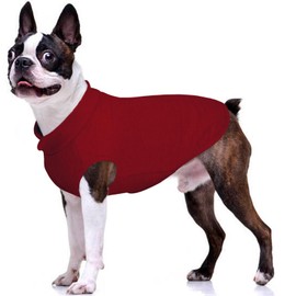FUAMEY Dog Fleece Vest for Large Dogs,Warm Stretchy Dog Sweatshirts Pullover with Leash Hole Dogs Sweater Soft Pet Turtleneck Cozy Pet Vest Lightweight Sleeveless Red L