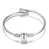 VQYSKO Silver Heart Initials Bracelet-A-Z Stainless Steel Engraved Charm Bracelet,