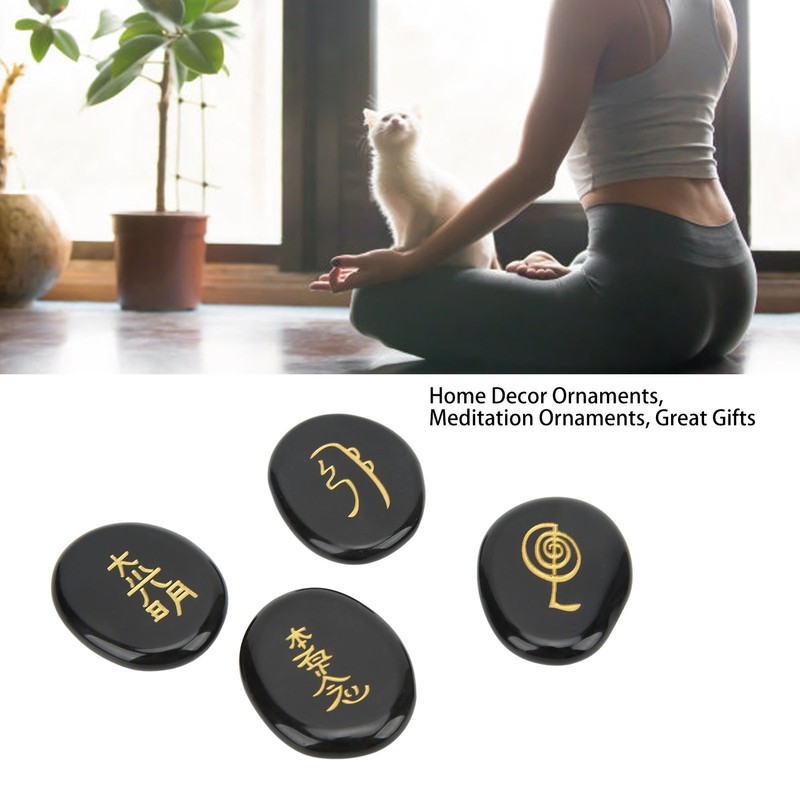 4Pcs Reiki Symbols Stones Smoother Surfaces Engraved Reiki Stones for