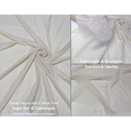 Women's Summer Scarves Cotton Lightweight Large Long Gauze Women's Scarf Elegant Plain Cloths 75 x 43 Inches, cream