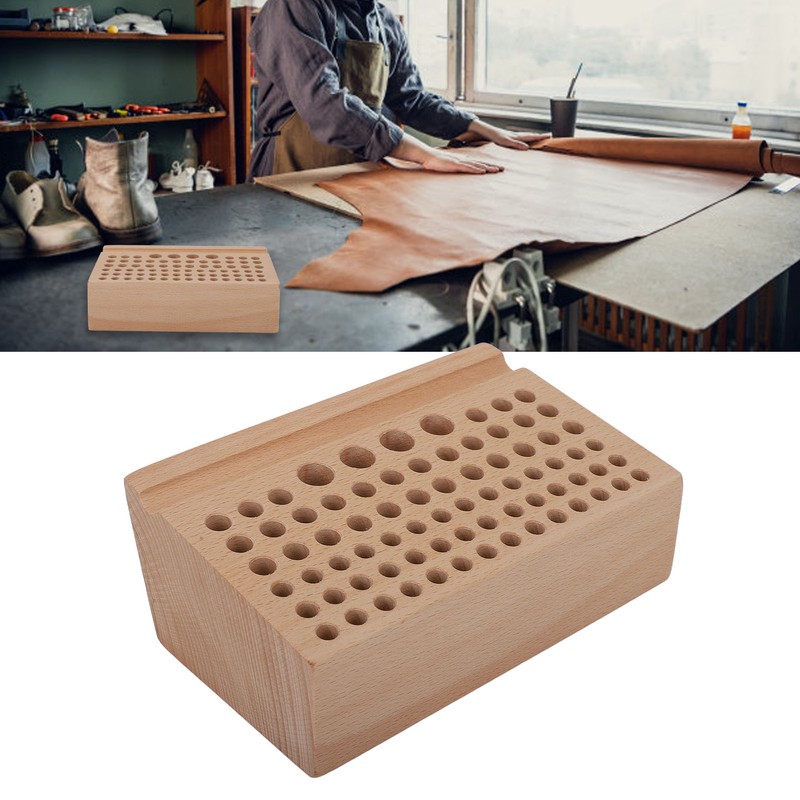 Leather Craft Tool Holder 76 Holes Durable Beech Diverse Sizes