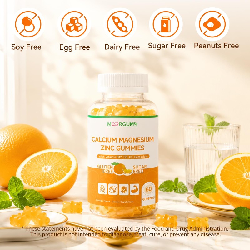 Calcium Magnesium Zinc Gummies - 1000mg Calcium with Vitamin D3,