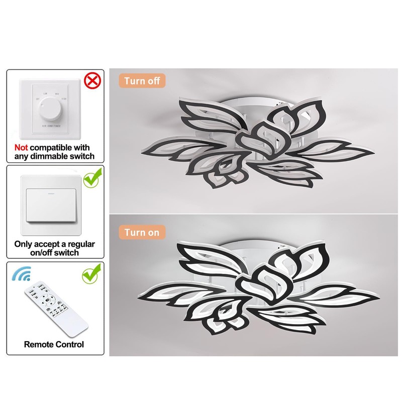 Garwarm LED Ceiling Light, Dimmable Modern Flower Shape Flush Mount
