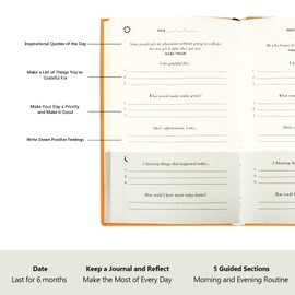 Gratitude Journal,Daily Planner, Organiser, Achieve Your Goals with more Motivation,Minutes a Day for more Self Care, Mental Health & Happiness A Daily Journal to Inspire a Happier (Yellow)