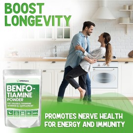 XPRS Nutra Benfotiamine Powder (Thiamine) - Fat Soluble Happy Heart Thiamine Supplement - Advanced Vitamin B1 Benfotiamine for a Cognitive Boost - Vegan Friendly Benfotamine Powder (4 Ounce)