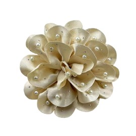 Elegant Large Rose Brooch lapel pin Hand-crafted delicate satin fabric imitation Pearl Brooch Large Peony brooch Women's wedding, dance dress accessories 5.12 inches -cream
