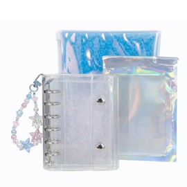 Sticker Pad a7 | Original Transparent Matte Sticker Cover for A7, 10 Sheets + 10 Refills, Clear Seal Binder, 6 Holes, Glitter Clear x Choose from 4 Colors x Star Charm, Sticker Pad for Girls and Adults (Motivation, Notebook, Stationery, School Supplies) 