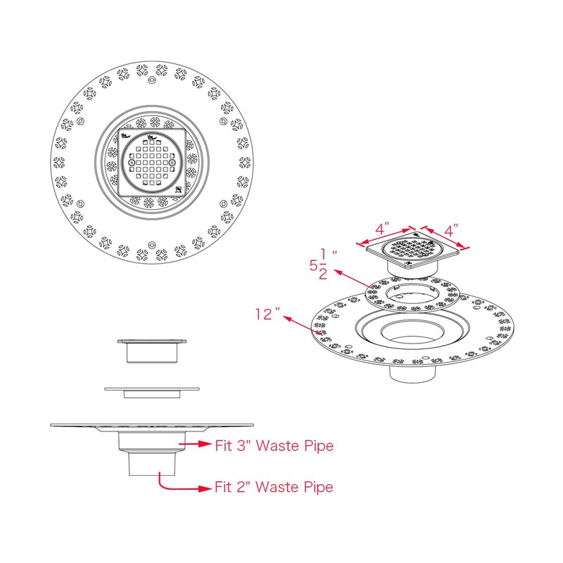 UNI-DRAIN Shower Floor Drain Kit with Vertical ABS 2 Inch