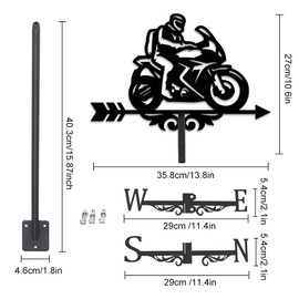 INFUNLY Weather Vane for Motorcycles Vintage Black Weather Vane for Motorcycles Weather Vane Made of Metal Motorcycle Wind Vane Hollow Wind Direction Indicator for Decoration of Garden Roofs Outdoor