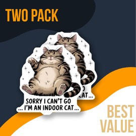 Cute Funny Cat Sticker - Indoor Cat Humor Decal - Lazy Cat Sticker - Perfect for Laptops and Water Bottles - Indoor Cat Lover Gift - Durable Decorative Design for HOM - AAS0801