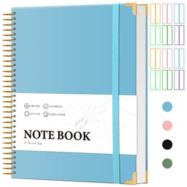 FLYING EAGLE Blue Spiral Notebook College Ruled 8.5 X 11 with Tab Stickers Large Hardcover Notebooks for School Supplies A4 Note Book Journal Notebooks for Work Note Taking Office, 200 Pages