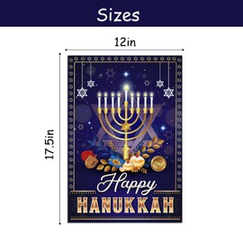 WHPCT Blue Happy Hanukkah Garden Flag,Jewish Chanukah Yard Decoration,Festival Holiday Hanukkah House Decor,Double Sided Flag-12 x 18 Inch