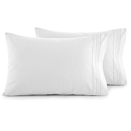 Elegant Comfort Juego de Funda de Almohada de Lujo Ultra Suave de 2 Piezas de 1500 Hilos, Microfibra de Calidad egipcia, Doble Cepillado, Resistente a Las Arrugas, tamaño King, Blanco