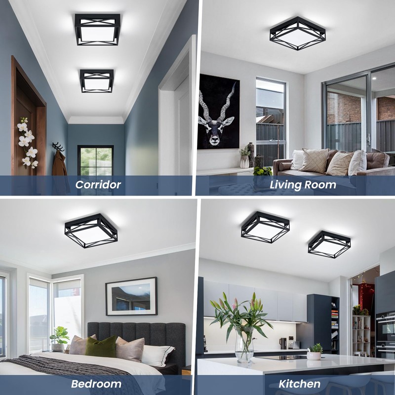 Vloitgol Modern LED Ceiling Light Fixture, 6000K Square LED Flush