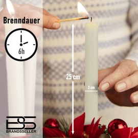 Brandsseller Rustic Taper Candles Set of 4 Height 25 cm Diameter 2 cm Home Candles Household Candles Table Candles Christmas Candles Burning Time Approx. 6 Hours Cream