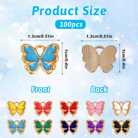 100 Pcs Butterfly Charms For Jewelry Making Colorful Alloy Pendant Charm Enamel Pendants Mixed Butterflies Charms Assorted Enamel Butterfly Pendants For Necklaces Bracelets Earrings Diy Supplies