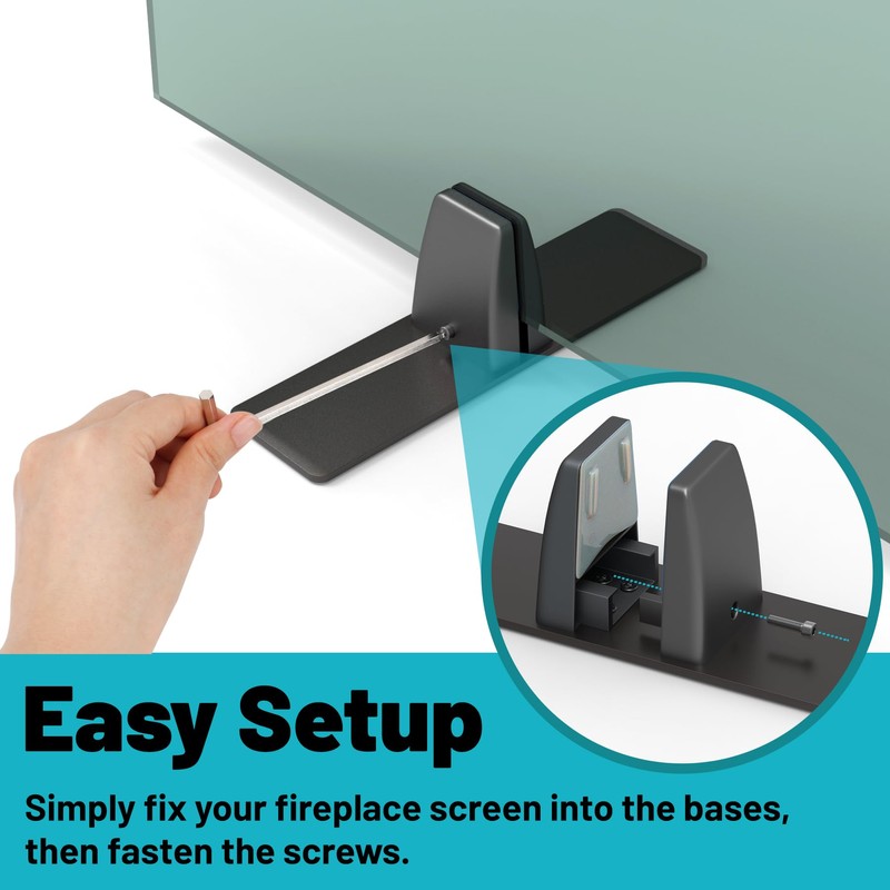 Base Stands for Glass Fireplace Screen, Black Bases for Supporting