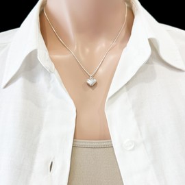 Small and Dainty Sterling Silver Heart Necklace for Women, Girlfriend Gift, Gift for Mom Necklace, Wife Gift Necklace, Daughter Gift Necklace (20 inches)