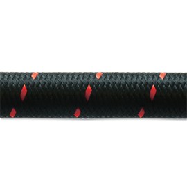 Vibrant Performance 11990R Nylon Braided Flex Hose (5ft Roll of Black Red ; AN Size: -10; Hose ID 0.58")